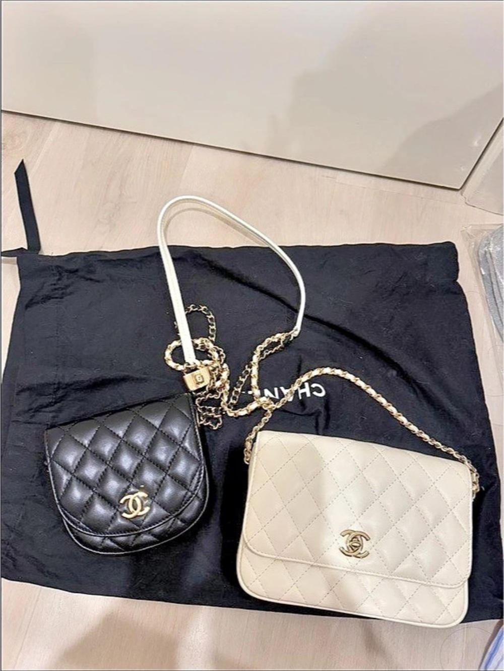 Chanel Quilted Lambskin Double Side Pack Flap Bag Black & White